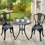 3 Piece Small Patio Furnture Cast Aluminium Bistro Set Garden Outdoor Table and Chairs Shabby Chic Style Image 5