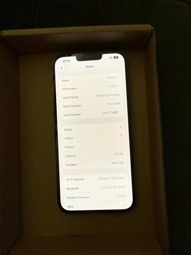 Apple iPhone 13 Pro Max Grey 512GB-Mint Condition