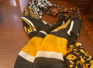 SAMOON new scarf  / shawl with tags on in black, burnt orange and white