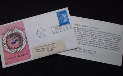 United Nations Stamps : Peace , Justice , Progress - First Day Cover , 1970