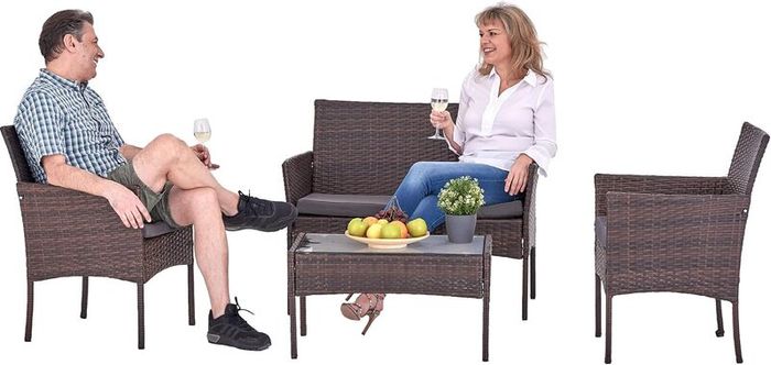 4-Piece Rattan Garden Chair Furniture Set