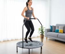 Unused Fitness Trampoline with Handrail. Foldable, 102 cm