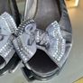 Ladies Silver-Grey Slingback Shoes with Bow Detail Image 5