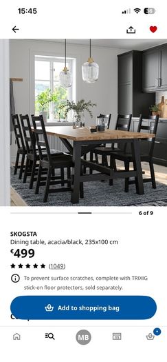6 Seater Kitchen Table and 2 benches