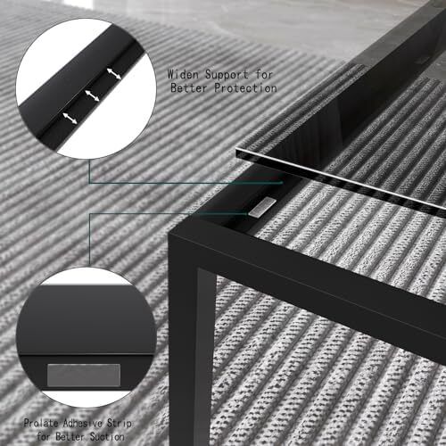 Coffee Table, Side Table, Living Room Table, Glass Table, Sofa Table, Round, 4 mm, Black
