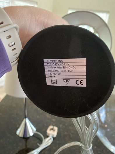 2 x Bedside Touch On/Off Table Lamps