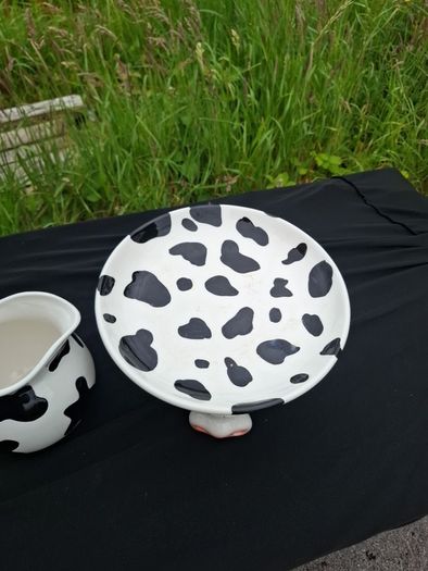 Cow ceramic water jug and fruit bowl postage possible