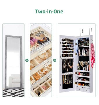 Wall Mounted Mirror Makeup Organizer with Drawer