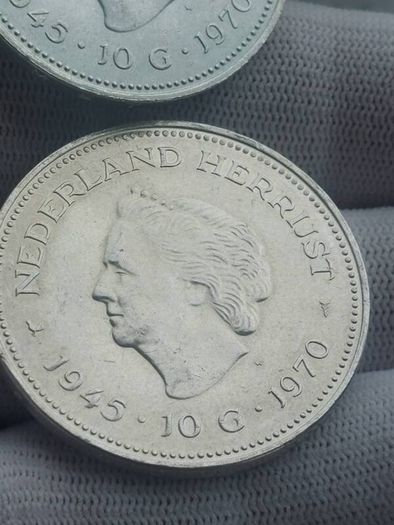 1970 Netherlands 10 Gulden silver