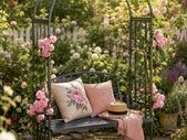 Rose Arch with Bench, Heavy-Duty Metal 2-Seater Decorative Garden Bench Trellis  Anthracite Grey