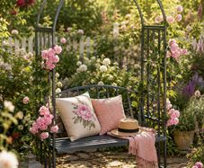 Rose Arch with Bench, Heavy-Duty Metal 2-Seater Decorative Garden Bench Trellis  Anthracite Grey