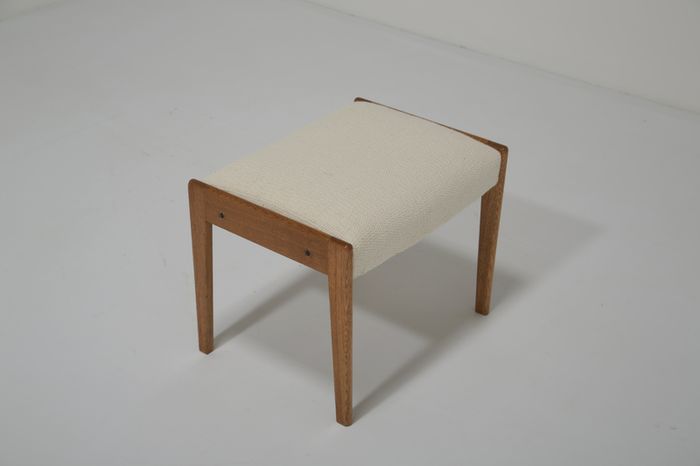 Vintage Studio Donegal Tweed and Oak Stool, 1960s.