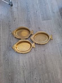 Vintage Brass Fish Shaped Serving Platters
