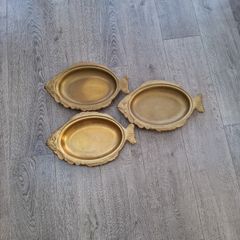 Vintage Brass Fish Shaped Serving Platters