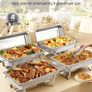 Rectangle Chafing Dish, 9.91L 4 Pack Stainless Steel Chafing Dish, Food Warmer Chafer Complete Set with Hollow Handle, 2 Food Tongs, Lid, Fuel Holder, Chafer Dishes for Banquet Party Wedding Image 6