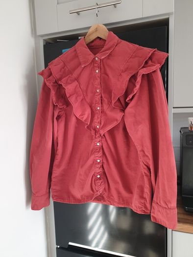 Denim Shirt With Frills Size Uk 14