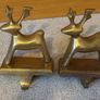 Vintage Brass Reindeer Christmas Stocking Holders Image 2