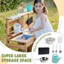 Mud Kitchen for Kids, Wooden Play Kitchen Outdoor with Real Faucet, Removable Sink, Kettle, Planting Cup, Oven, Chalkboard, Kids Garden Toy Kitchen, Gifts Toys for Boys Girls Age 3+ Image 4