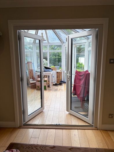 RESERVED White PVC Double-Glazed French Doors & Frame | Left Hand Open | Castleknock