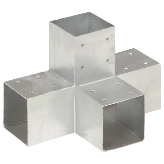 Post Connectors 4 pcs x Shape Galvanised Metal 91 x 91 mm