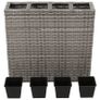 Garden Raised Bed with 4 Pots 2 pcs Poly Rattan Grey Image 4