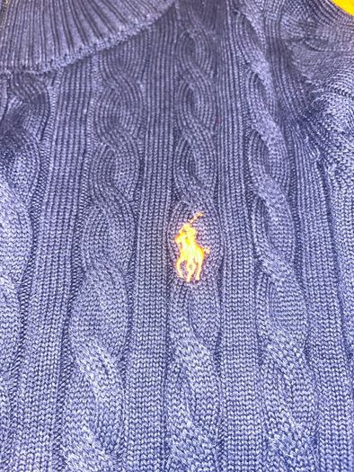 Polo Ralph Lauren Cable Knit Zip Cardigan Navy Blue