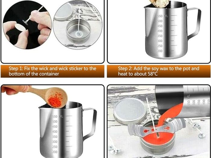 206Pcs Candle Craft Kits for Adults Include Wax Melted Pot Candle Wicks Candle Wicks Sticker 3-Hole Candle Wicks Holder Handle Mixing Spoon Candle Container (FREE POSTAGE)