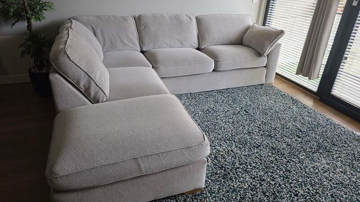 Light grey fabric corner sofa