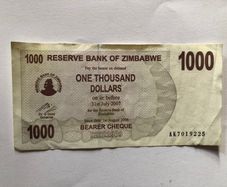 Zimbabwe 1000 Thousand Dollar Note