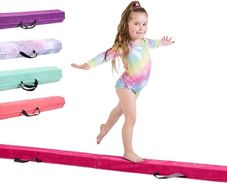 Gymnastics Beam For Kids - Amazing Balance Equipment For Children at Home -210/240/270cm - Faux Suede, High Density EVA Foam - Flash Cards, Carry Straps, Carry Case and Multiple Colours!