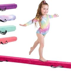 Gymnastics Beam For Kids - Amazing Balance Equipment For Children at Home -210/240/270cm - Faux Suede, High Density EVA Foam - Flash Cards, Carry Straps, Carry Case and Multiple Colours!