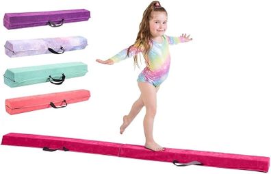 Gymnastics Beam For Kids - Amazing Balance Equipment For Children at Home -210/240/270cm - Faux Suede, High Density EVA Foam - Flash Cards, Carry Straps, Carry Case and Multiple Colours!