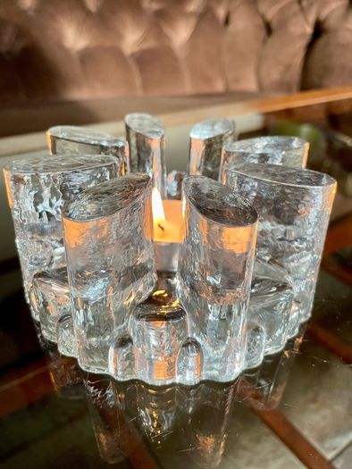 Vintage 1960s Georgshutte Art Glass Votive Candle Holder Trivet Dish Warmer