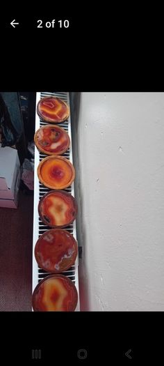 Mid century natural agate coaster set hardwood