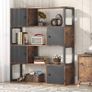 _Bookcase, Standing Shelf with 4 Open Compartments, Vintage Bookcase for Living Room, Industrial Storage Shelf with Cabinet Image 2