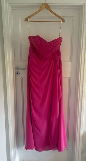 Pink long strapless dress