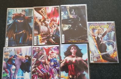 WonderWoman,Harley Quinn,Catwoman,Batgirl,Ghost-spider set comic