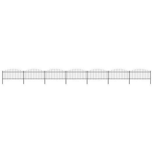 Garden Fence with Spear Top Steel (0.5-0.75)x11.9 m Black