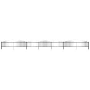 Garden Fence with Spear Top Steel (0.5-0.75)x11.9 m Black