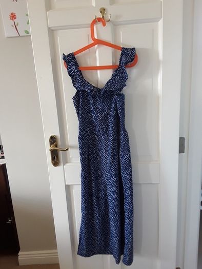 Navy Blue polka dot jumpsuit 12-13yr with pockets