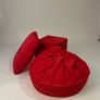 Red cord beanbag, matching floor cushion and cube soft stool set Image 2