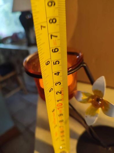 SET OF 2 Partylite Floral Tea Lights In Amber glass holder Tree W/ WHITE AND Yellow Flowers.