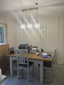 Ez living georgia dining table and 4 chairs + 2 ikea chairs + georgia lamp table