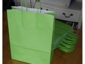 Lot of 20 Green carrier bags with twisted handles top quality eco-friendly kraft paper bags M size 24 x11 x 31 cm