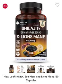 New Leaf Shilajit, Sea Moss and Lions Mane 120 Capsules