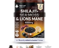 New Leaf Shilajit, Sea Moss and Lions Mane 120 Capsules