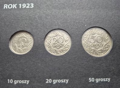 Poland coins 10 , 20 , 50 groszy and 1 zloty lot 1923 -1929