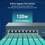YuanLey 11 Port Gigabit PoE Switch, 8 PoE+ Port 1000Mbps, 2 Gigabit Uplink, 1 SFP Port, 120W 802.3af/at, Metal, Qos, Unmanaged Plug and Play AI Smart Detection Ethernet Switch Image 3