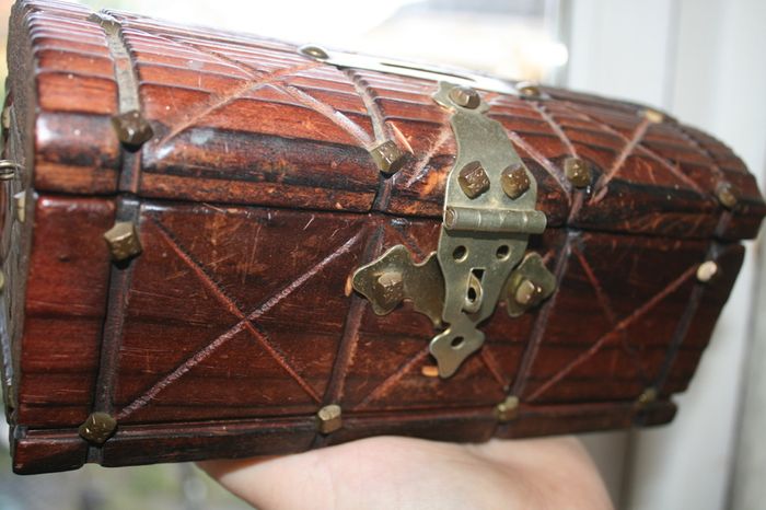 Antique Unusual Small Size Trunk -moneybox 8,2" x 3,4" H-4"