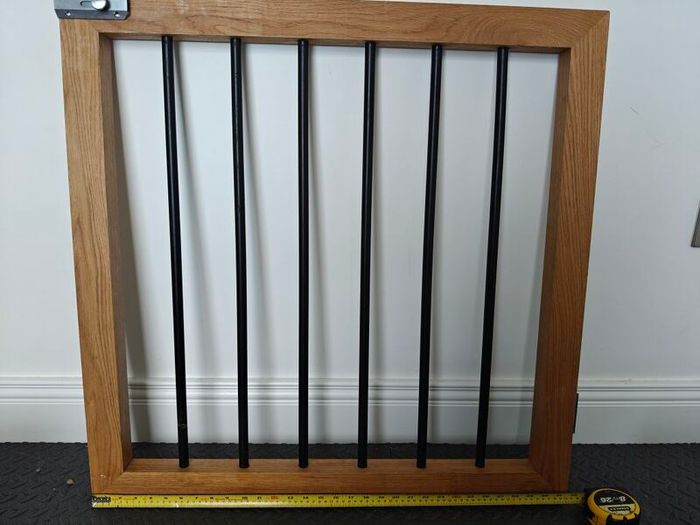 Oak and black metal stair gate